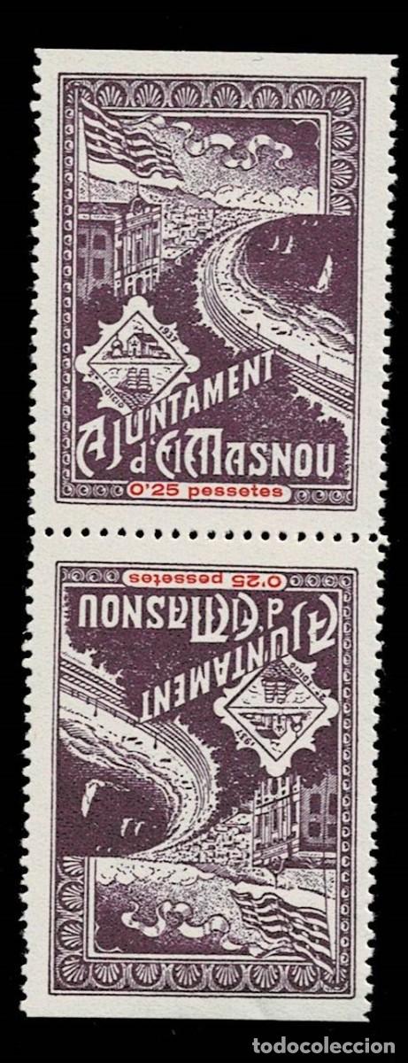 Sellos: GG-541 Guerra Civil AJUNTAMENT D'EL MASNOU Fesofi n&ordm; 37pvc (PAREJA VERTICAR CAPICUA) Valor 0.25 Pess