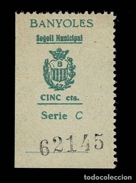 Sellos: GG-180 Guerra Civil BA&Ntilde;OLAS Serie C Fesofi n&ordm; 5 Valor 5 cts Color VERDE Sin fijasellos