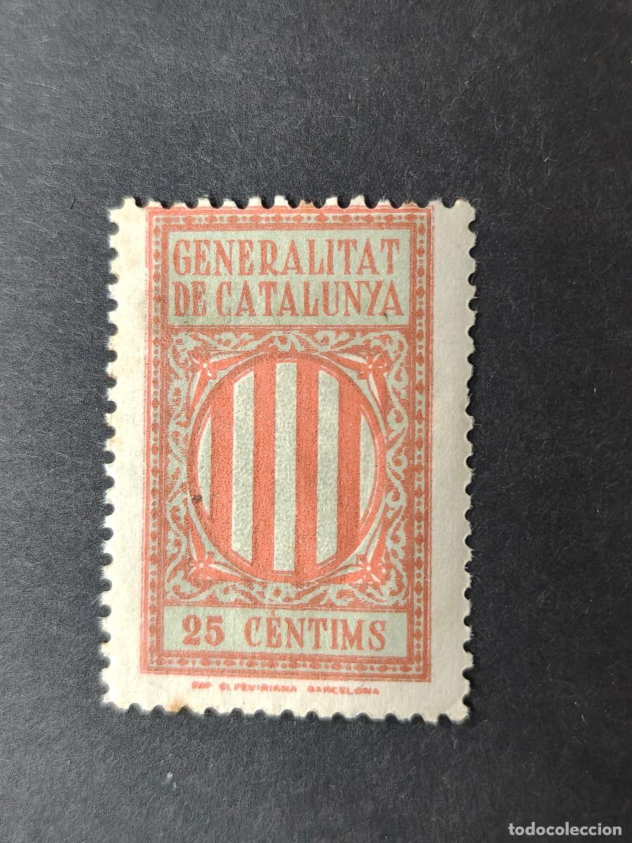 Sellos: Espa&ntilde;a sellos Guerra Civil 25 centimos Generalitat Catalu&ntilde;a a&ntilde;o 1932 sellos usados