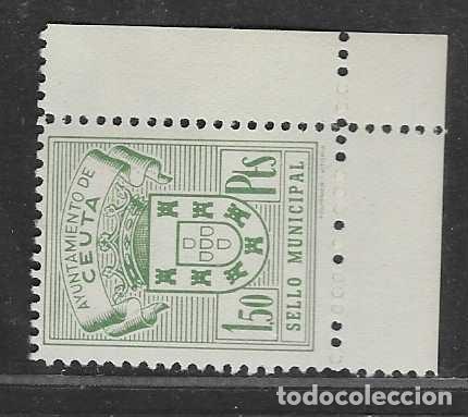 Sellos: CEUTA, 1,50 PTAS. SELLO MUNICIPAL, BORDE DE HOJA- VER FOTOS