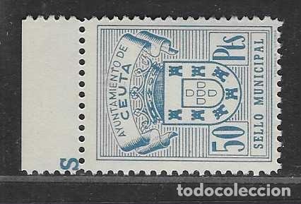 Sellos: CEUTA, 50 PTAS. SELLO MUNICIPAL, BORDE DE HOJA- VER FOTOS