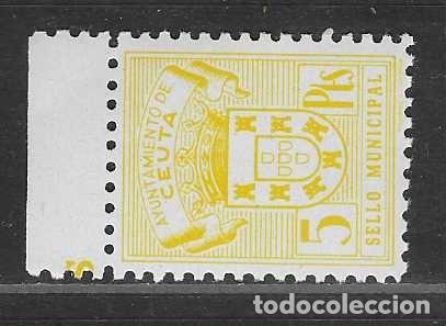 Sellos: CEUTA, 5 PTAS. SELLO MUNICIPAL, BORDE DE HOJA- VER FOTOS