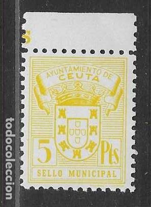 Sellos: CEUTA, 5 PTAS. SELLO MUNICIPAL, BORDE DE HOJA- VER FOTOS