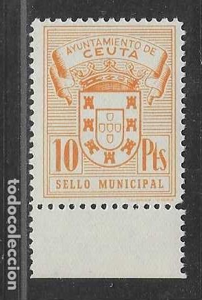 Sellos: CEUTA, 10 PTAS. SELLO MUNICIPAL, BORDE DE HOJA- VER FOTOS