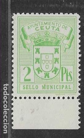 Sellos: CEUTA, 2 PTAS. SELLO MUNICIPAL, BORDE DE HOJA- VER FOTOS