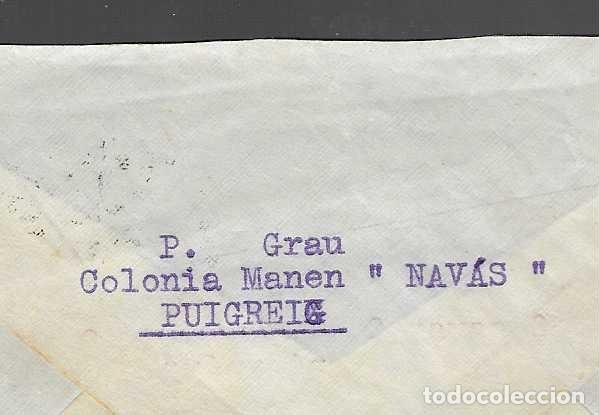 Sellos: CARTA DE -COLONIA MANEN- NAVAS- PUIGREIG- A BARCELONA-HORTA--VER FOTOS