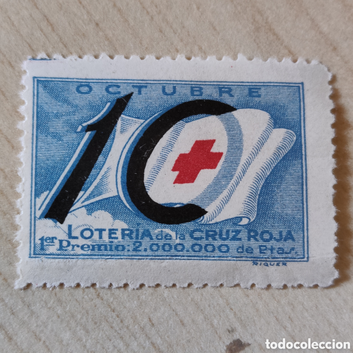 Sellos: y01 MUY RARO Loter&iacute;a de la Cruz Roja Espa&ntilde;ola Allepuz 2199 Afinet 156 Creu