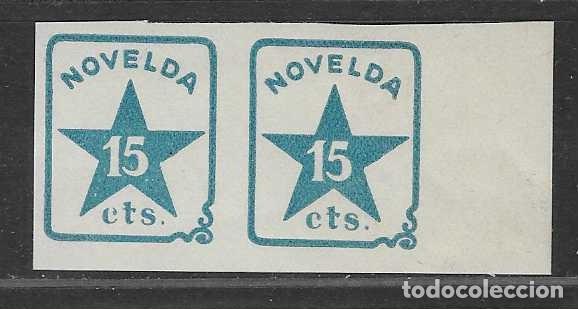 Sellos: NOVELDA.-ALICANTE- 15 CTS,- PAREJA SIN DENTAR. BORDE DE HOJA,- VER SOFIMA N&ordm; 9 -VER FOTOS