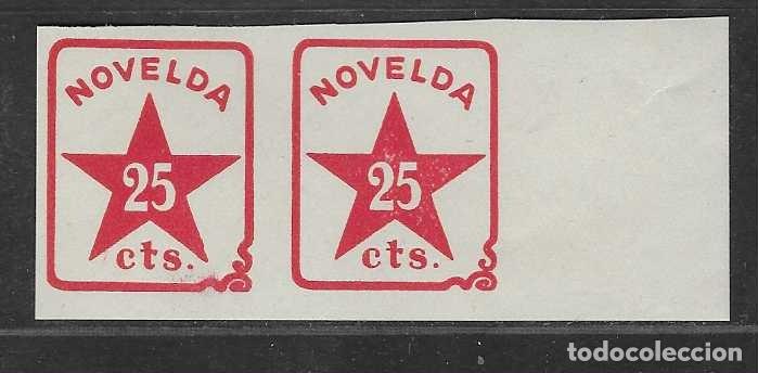 Sellos: NOVELDA.-ALICANTE- 25 CTS,- PAREJA SIN DENTAR. BORDE DE HOJA,- VER SOFIMA N&ordm; 10 -VER FOTOS