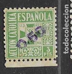 Sellos: ACCION CATOLICA ESPA&Ntilde;OLA, 50 CTS SOBRE 3 PTAS.--VER FOTOS