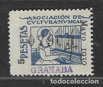 Sellos: GRANADA, 5 PTAS.-ASOCIACION DE CULTURA MUSICAL, A&Ntilde;O 1930-VER FOTOS