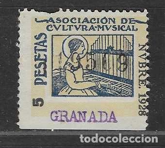 Sellos: GRANADA, 5 PTAS.-ASOCIACION DE CULTURA MUSICAL, A&Ntilde;O 1928-VER FOTOS