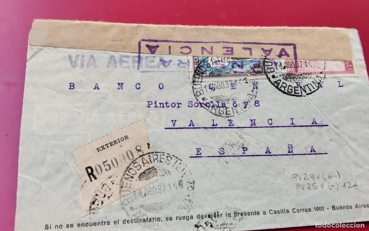 Sellos: GUERRA CIVIL SOBRE CIRCULADO DE ARGENTINA A VALENCIA CON CENSURA MILITAR REPUBLICANA VER DESCRIPCION