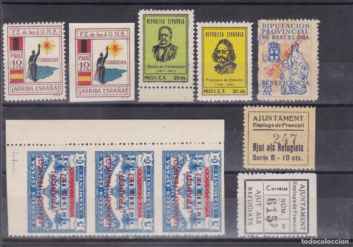 Sellos: FC -125- Guerra Lote Vi&ntilde;etas Interesantes. VARIEDAD NO CATALOGADA