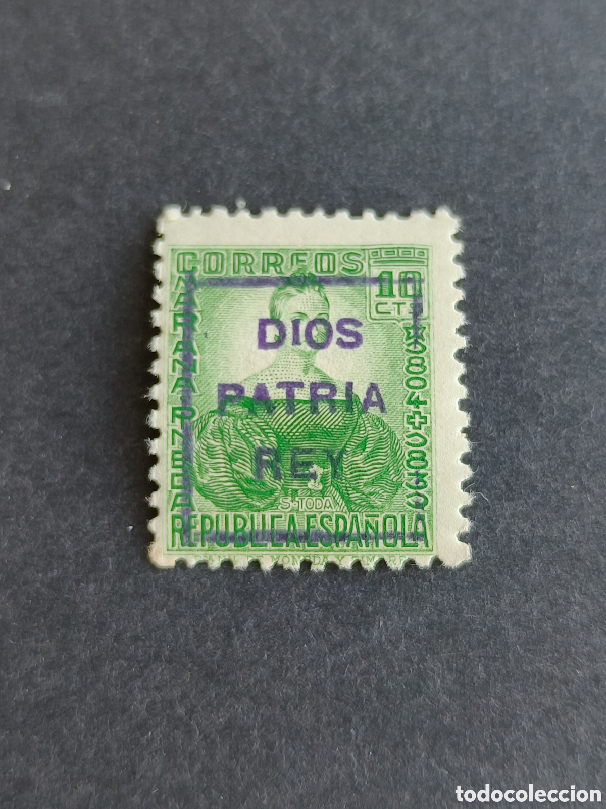 Sellos: ESPA&Ntilde;A SELLOS Guerra Civil Mondragon GUIPUZCOA edifil 682 Dios Patria Rey AZUL sellos Nuevos**