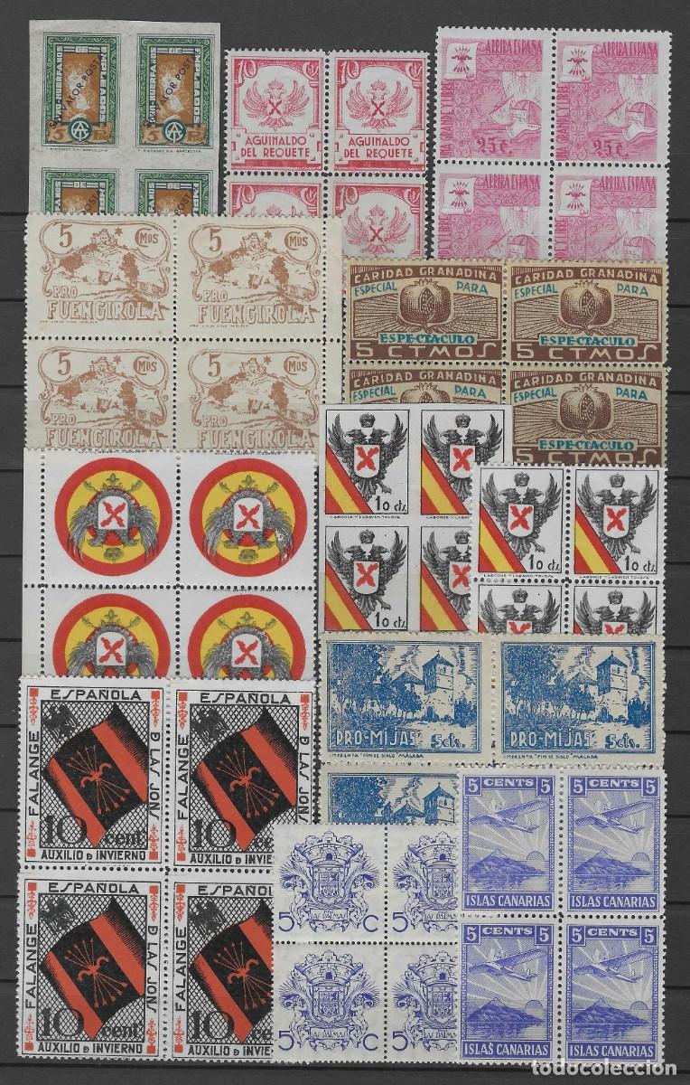 Sellos: LOTE DE VI&Ntilde;ETAS EN BLOQUES DE 4. MNH **