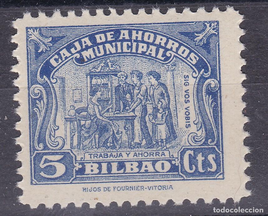 Sellos: SS2- PARAFISCALES Caja Ahorros Municipal BILBAO 5 Cts ** Sin Fijasellos LUJO. Pie Fournier