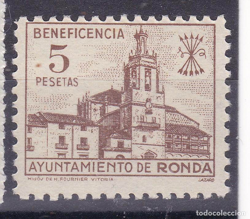 Sellos: SS3-FISCALES MUNICIPALES Beneficencia RONDA 5 Ptas ** Sin Fijasellos .LUJO. Pie Fournier.