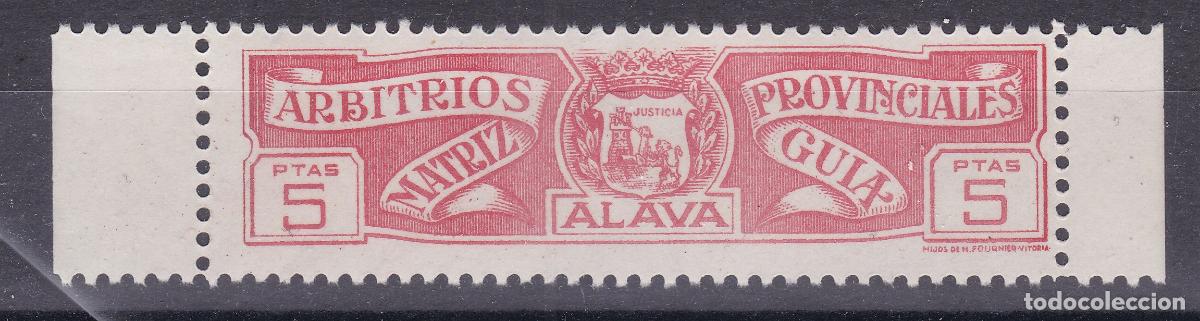 Sellos: SS3-FISCALES Locales Arbitrios Provinciales ALAVA 5 Ptas ** Sin Fijasellos .LUJO. Pie Fournier.