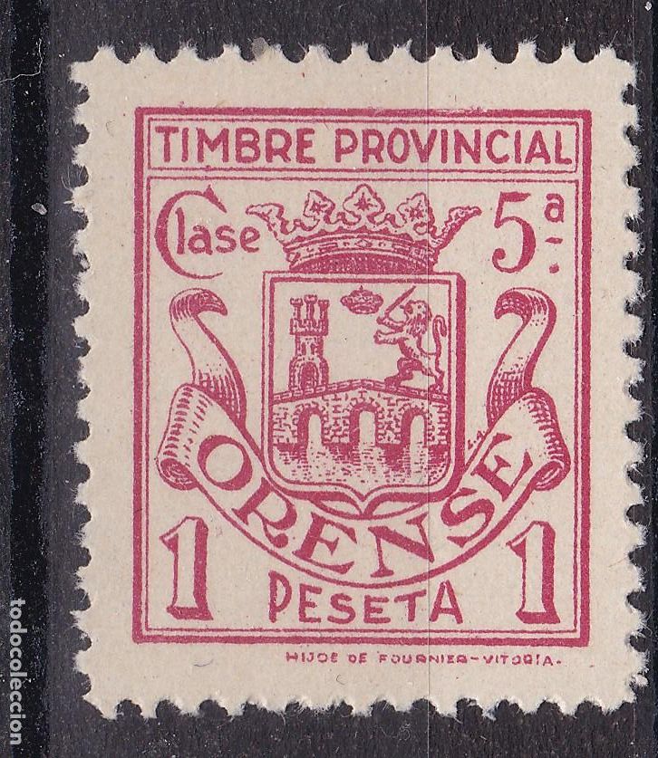 Sellos: SS4-FISCALES LOCALES Timbre Provincial ORENSE 1 pta ** Sin Fijasellos .LUJO. Pie Fournier.