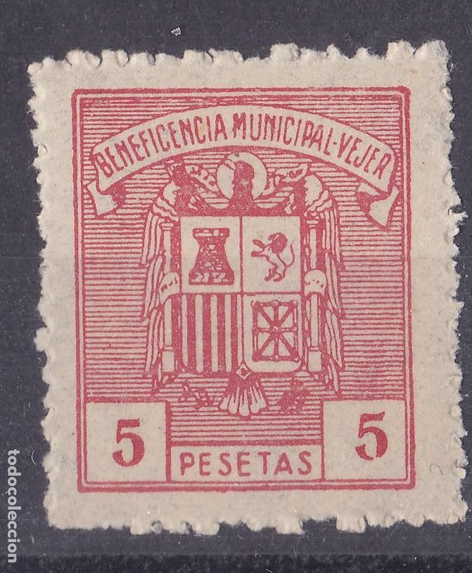 Sellos: SS6-Fiscales Municipales Beneficencia VEJER 5 Ptas ** Sin Fijasellos . LUJO