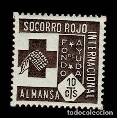 Sellos: GG-108 Guerra Civil ALMANSA Fondo de Ayuda al SOCORRO ROJO INTERNACIONAL Fesofi n&ordm; 5 Valor 10 cts.