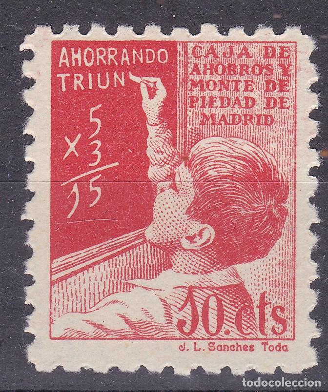 Sellos: SS9-PARAFISCALES Caja de Ahorros MADRID 10 Cts ** Sin Fijasellos. LUJO . Pie Fournier