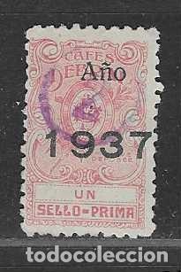 Sellos: VI&Ntilde;ETA.- UN SELLO PRIMA, 2 PTAS.- CAFES...- A&Ntilde;O 1937VER FOTOS