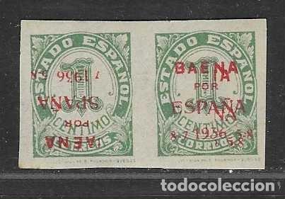 Sellos: BAENA, 1 CTS- PAREJA VARIEDAD SOBRECARGA INVERTIDA Y DOBLE EN UN SELLO--VER FOTOS