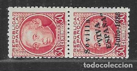 Sellos: SEVILLA 30 CTS- PAREJA VARIEDAD SOBRECARGA EN UN SOLO SELLO--VER FOTOS