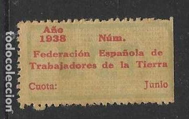 Sellos: VI&Ntilde;ETA- U.G.T. - FED. ESPA&Ntilde;OLA DE TRABAJADORES DE LA TIERRA, A&Ntilde;O 1938- -VER FOTOS