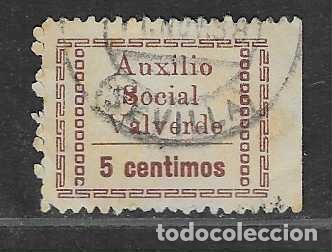 Sellos: VALVERDE-HUELVA- 5 CTS.-VARIEDAD. CENTIMOS SIN ACENTO- AUXILIO SOCIAL- VER FOTOS