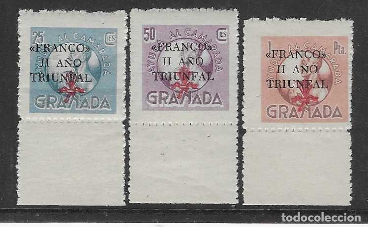 Sellos: GRANADA- 25-50 CTS. Y 1 PTA- FRANCO II A&Ntilde;O TRIUNFAL- NEGRO-- VER FOTOS