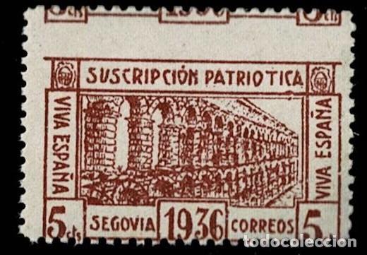 Sellos: Guerra Civil SEGOVIA Suscripcion Patriotica Fesofi n&ordm; 4a Color CASTA&Ntilde;O ROJIZO Variedad DENTADO MUY D