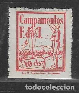 Sellos: CAMPAMENTO FRENTE DE JUVENTUDES,- 10 CTS- PIE IMPRENTA -TARRAGONA- VER FOTOS