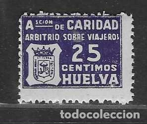 Sellos: HUELVA- 25 CTS- VARIEDAD DE COLOR- ARBITRIO SOBRE VIAJEROS- VER FOTOS