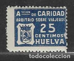 Sellos: HUELVA- 25 CTS- VARIEDAD DE COLOR- ARBITRIO SOBRE VIAJEROS- VER FOTOS