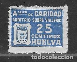 Sellos: HUELVA- 25 CTS- VARIEDAD DE COLOR- ARBITRIO SOBRE VIAJEROS- VER FOTOS