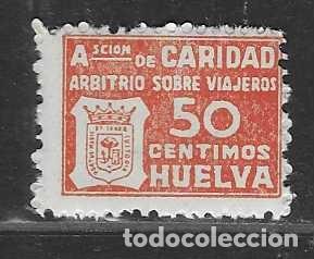 Sellos: HUELVA- 50 CTS- VARIEDAD DE COLOR- ARBITRIO SOBRE VIAJEROS- VER FOTOS