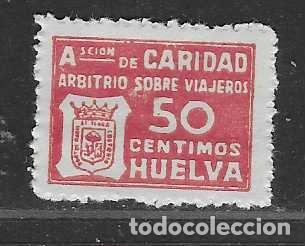 Sellos: HUELVA- 50 CTS- VARIEDAD DE COLOR- ARBITRIO SOBRE VIAJEROS- VER FOTOS
