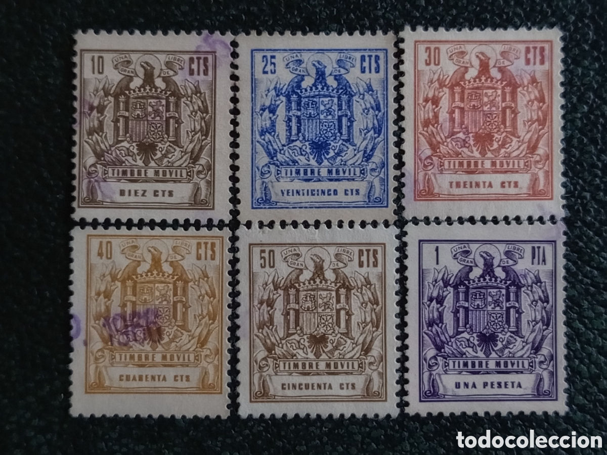 Sellos: &rdquo;Espa&ntilde;a 1940 Timbre M&oacute;vil &Aacute;guila San Juan Alemany serie 6v