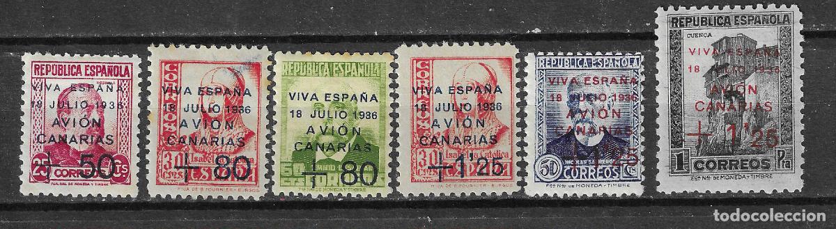 Timbres: CANARIAS 1937 EDIFIL 14/19* CON FIJASELLOS