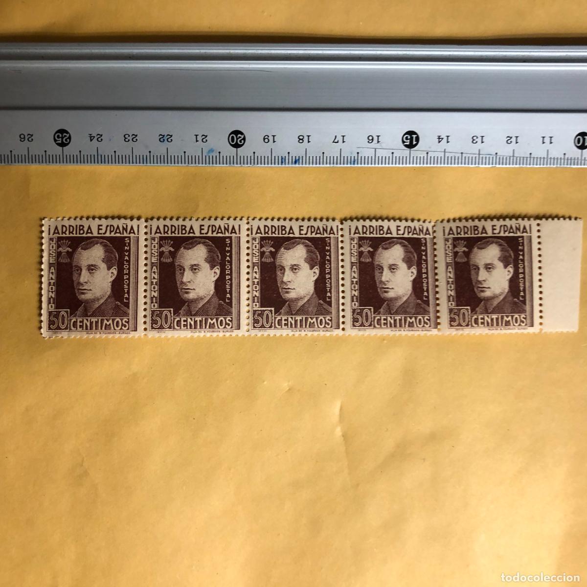 Sellos: FALANGE ESPA&Ntilde;OLA SELLO SIN VALOR POSTAL 50 CTS. 5 UNIDADES