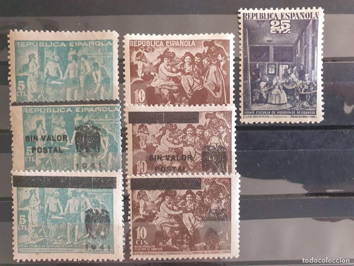 Sellos: 7 VALORES DISTINTOS BENEFICIENCIA CUADROS VELAZQUEZ EDIFIL 29 ** 30 ** 31 ** HABILITADOS
