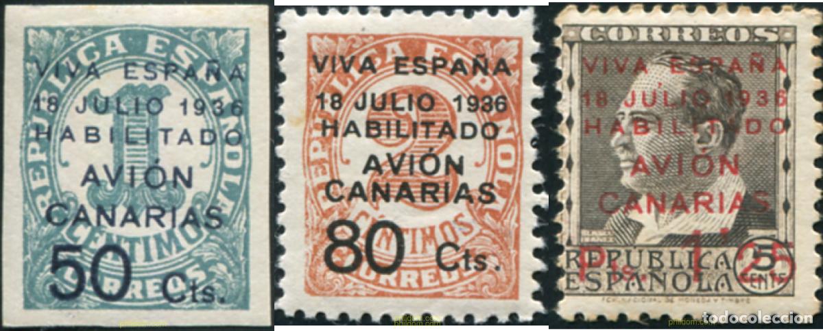 Sellos: 794297 HINGED ESPA&Ntilde;A. Canarias 1937 SELLOS HABILITADOS PARA EL CORREO A CANARIAS