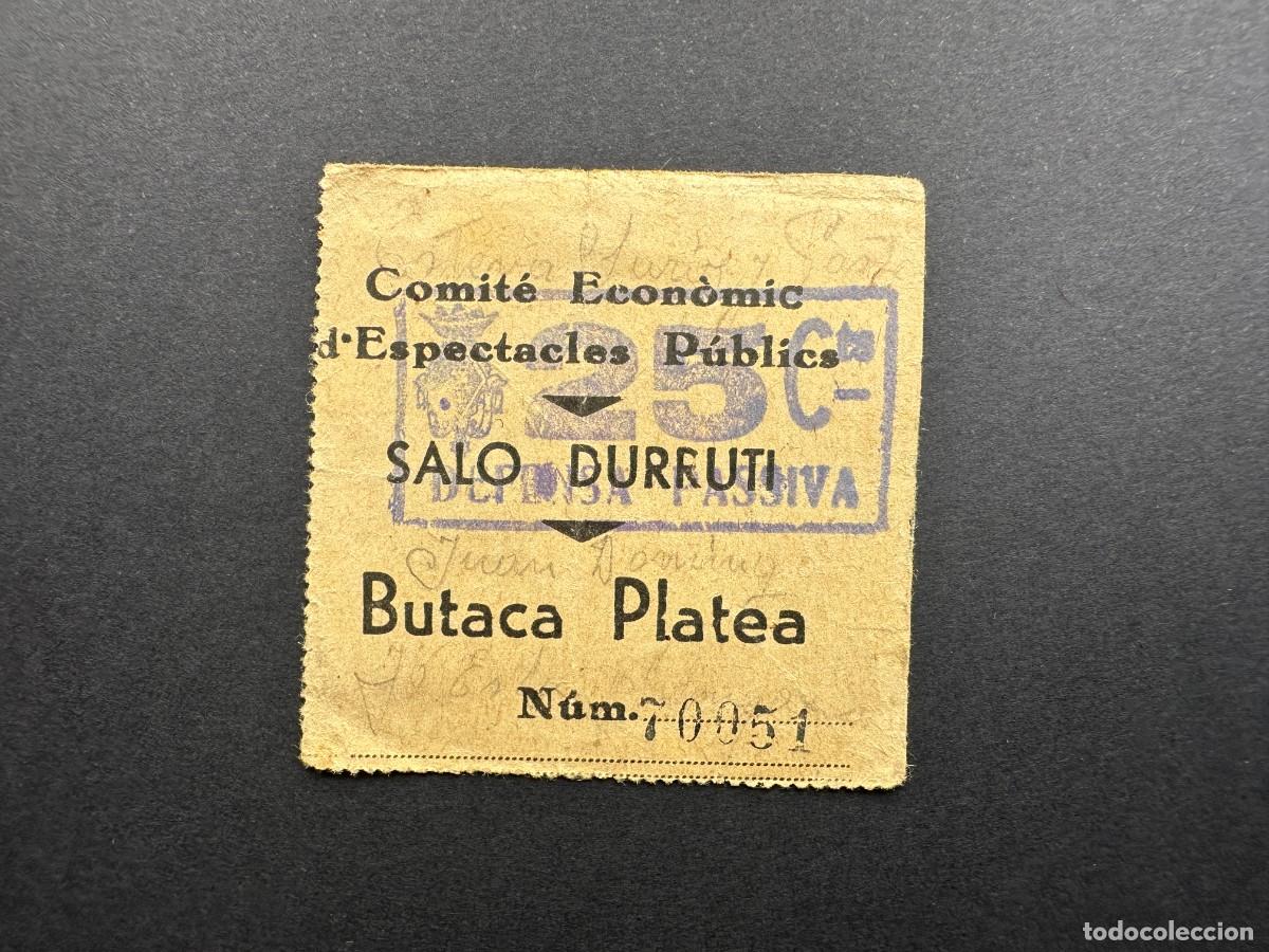 Sellos: a&ntilde;o 1937 - SAL&Oacute; DURRUTI &ndash; CNT &ndash; Comit&egrave; Econ&ograve;mic d'Espectacles P&uacute;blics - Vi&ntilde;eta DEFENSA PASSIVA