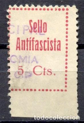 Sellos: VILLAFRANCA DEL CID (CASTELL&Oacute;N) SELLO LOCAL EDIFIL N&ordm; 1 (RR). SELLO ANTIFASCISTA