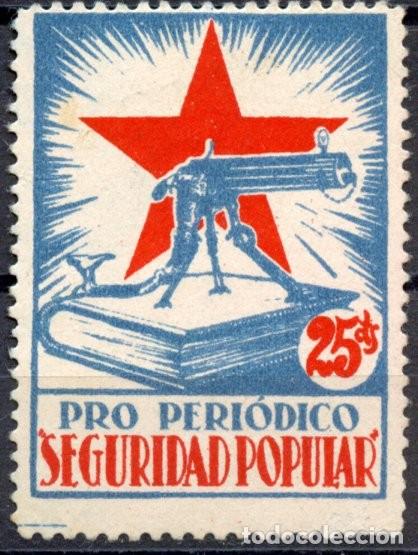 Sellos: VI&Ntilde;ETA REPUBLICANA &rdquo;PRO PERI&Oacute;DICO SEGURIDAD POPULAR&rdquo; DE 25 CTS. EDIFIL N&ordm; 2169