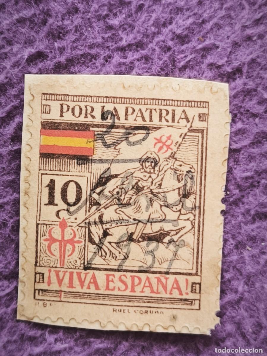 Sellos: Sello Vi&ntilde;eta Patri&oacute;tica Guerra Civil Espa&ntilde;a &ndash; Por La Patria Viva Espa&ntilde;a Santiago Coru&ntilde;a