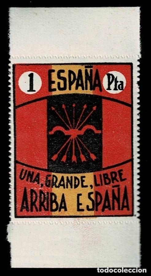 Sellos: 0007 GUERRA CIVIL FALANGE UNA GRANDE Y LIBRE ARRIBA ESPA&Ntilde;A VALOR 1 PTA SIN FIJASELLOS VER